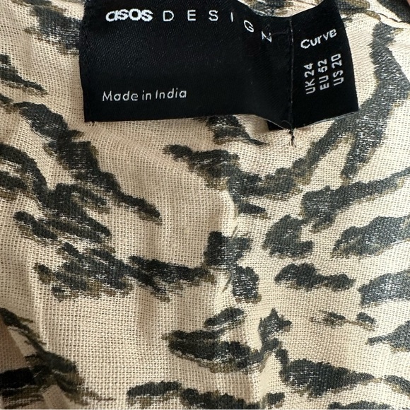 ASOS curve scollop Elegant brown and Cream Patterned Dress size 20 nwt - Picture 7 of 10